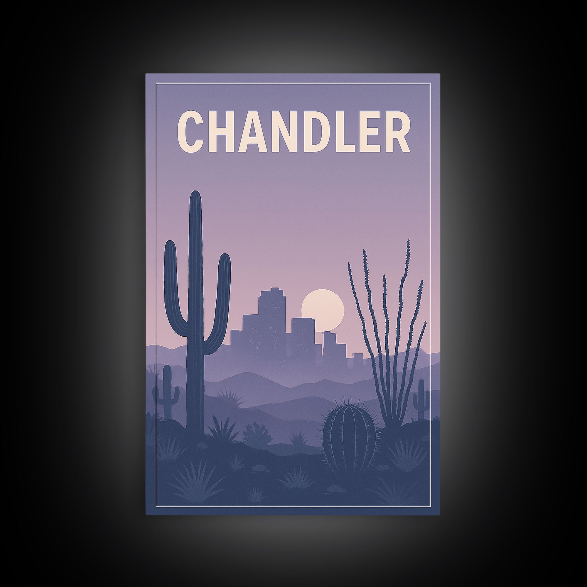 Chandler Arizona Travel Poster, Canvas Print, Retro Sunset Skyline Art, Chandler Wall Art, City Art Print, Travel Poster Set, Poster Print