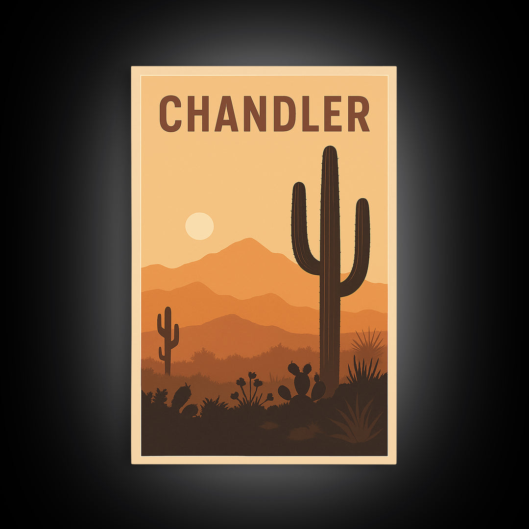 Chandler Travel Poster, Framed Canvas Print, Classic Travel Poster Art, Chandler City Art, Vintage City Art, Gift For Travelers