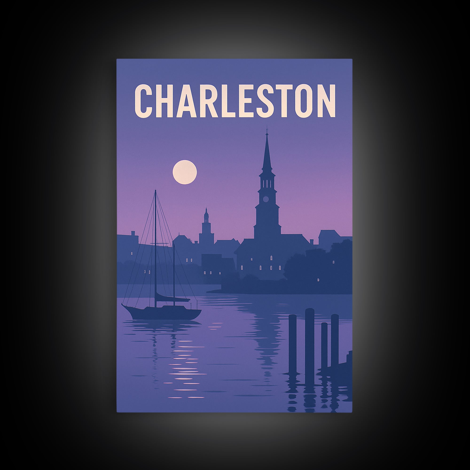 Charleston South Carolina Travel Poster, Canvas Print, Mid Century City Wall Art, Charleston Art Print, City Travel Prints, Wall Decor