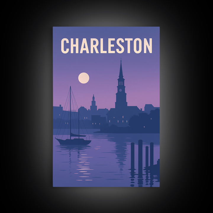 Charleston South Carolina Travel Poster, Canvas Print, Mid Century City Wall Art, Charleston Art Print, City Travel Prints, Wall Decor