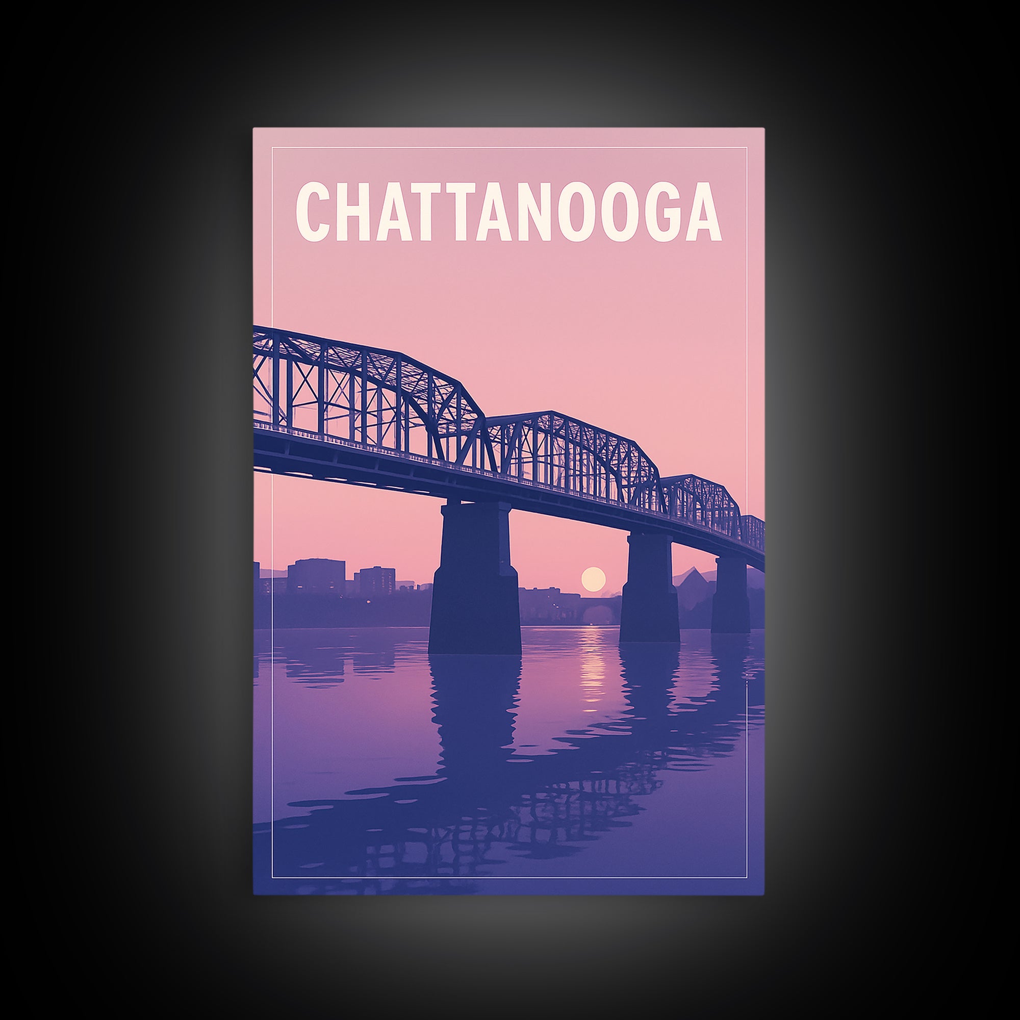 Chattanooga Tennessee Travel Poster, Canvas Print, Classic Poster Art, Chattanooga Poster Print, Watercolor Skyline Art, Travel Art Print
