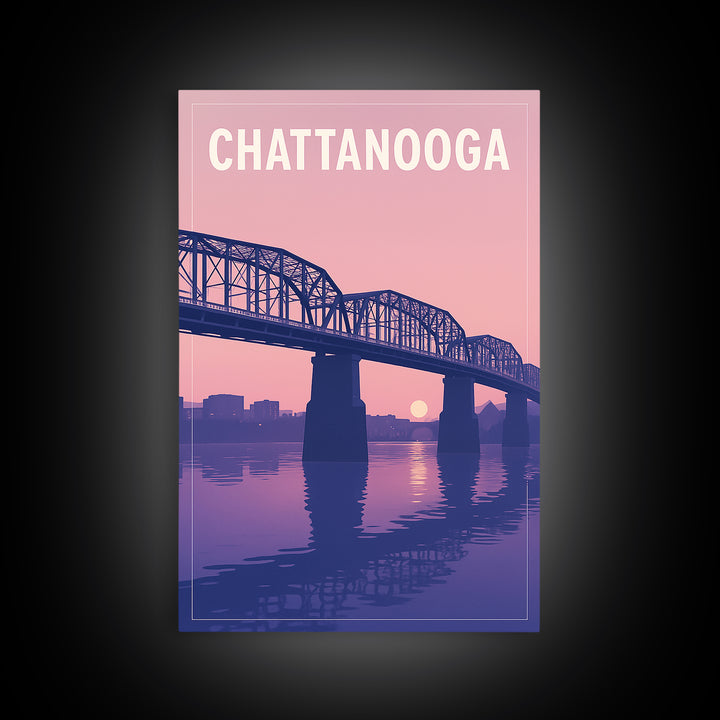 Chattanooga Tennessee Travel Poster, Canvas Print, Classic Poster Art, Chattanooga Poster Print, Watercolor Skyline Art, Travel Art Print