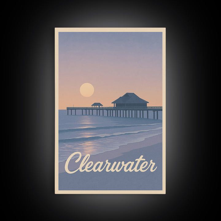 Clearwater Travel Poster, Canvas Print, Mid Century City Wall Art, Clearwater Art Print, Wanderlust Decor, Fine Art Print, Travel Wall Art