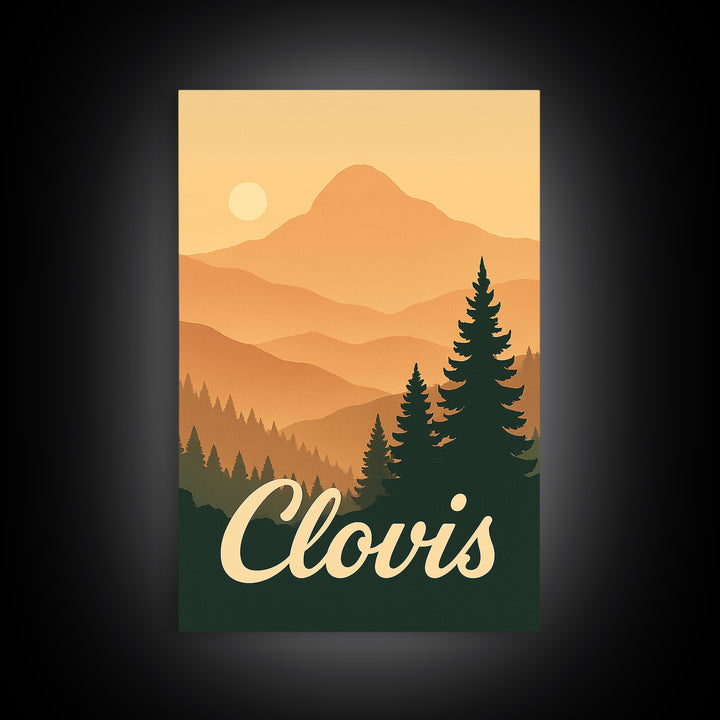 Clovis California Travel Poster, Canvas Print, Mid Century City Wall Art, Clovis Travel Art, Mid Century Wall Art, Travel Print, Home Decor