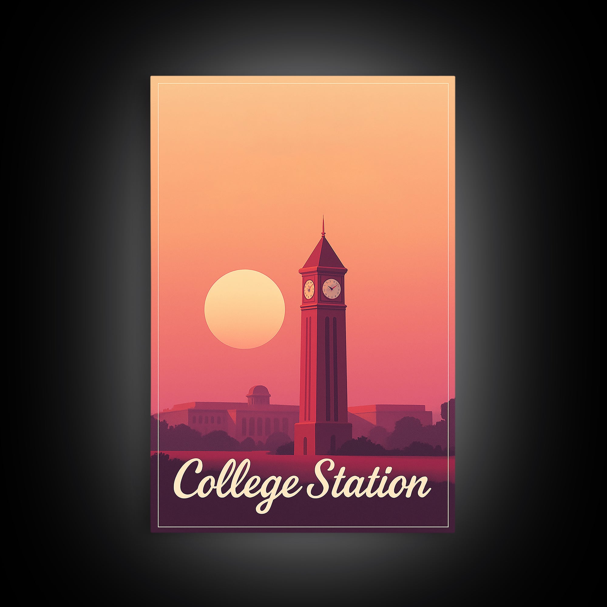 College Station Texas Travel Poster, Canvas Print, Mid Century City Wall Art, College Station City Art, Travel Print, Travel Poster Set