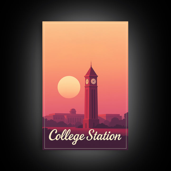 College Station Texas Travel Poster, Canvas Print, Mid Century City Wall Art, College Station City Art, Travel Print, Travel Poster Set