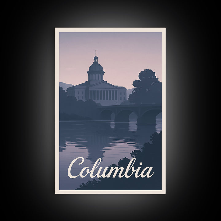 Columbia Travel Poster, Canvas Print, Mid Century City Wall Art, Columbia Art Print, Travel Poster Set, Mid Century Wall Art, Wall Art