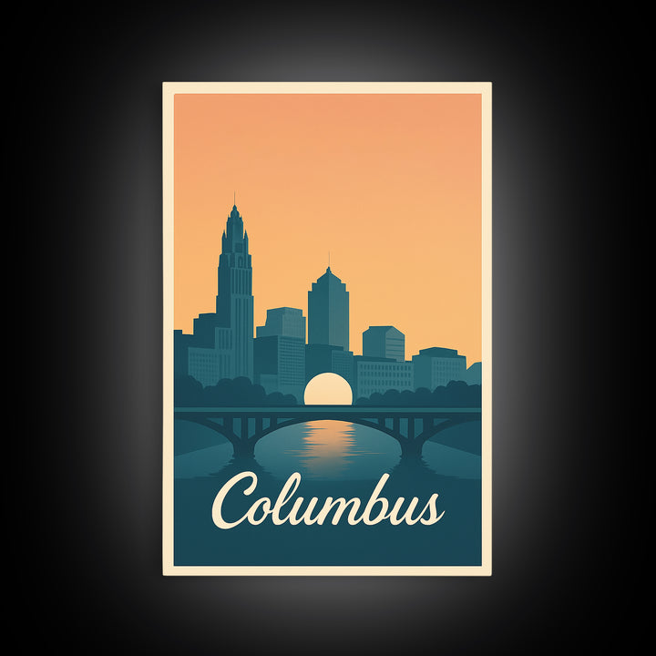 Columbus Travel Poster, Canvas Print, Vintage Travel Poster Art, Columbus Travel Art, Living Room Wall Art, Vintage Travel Art