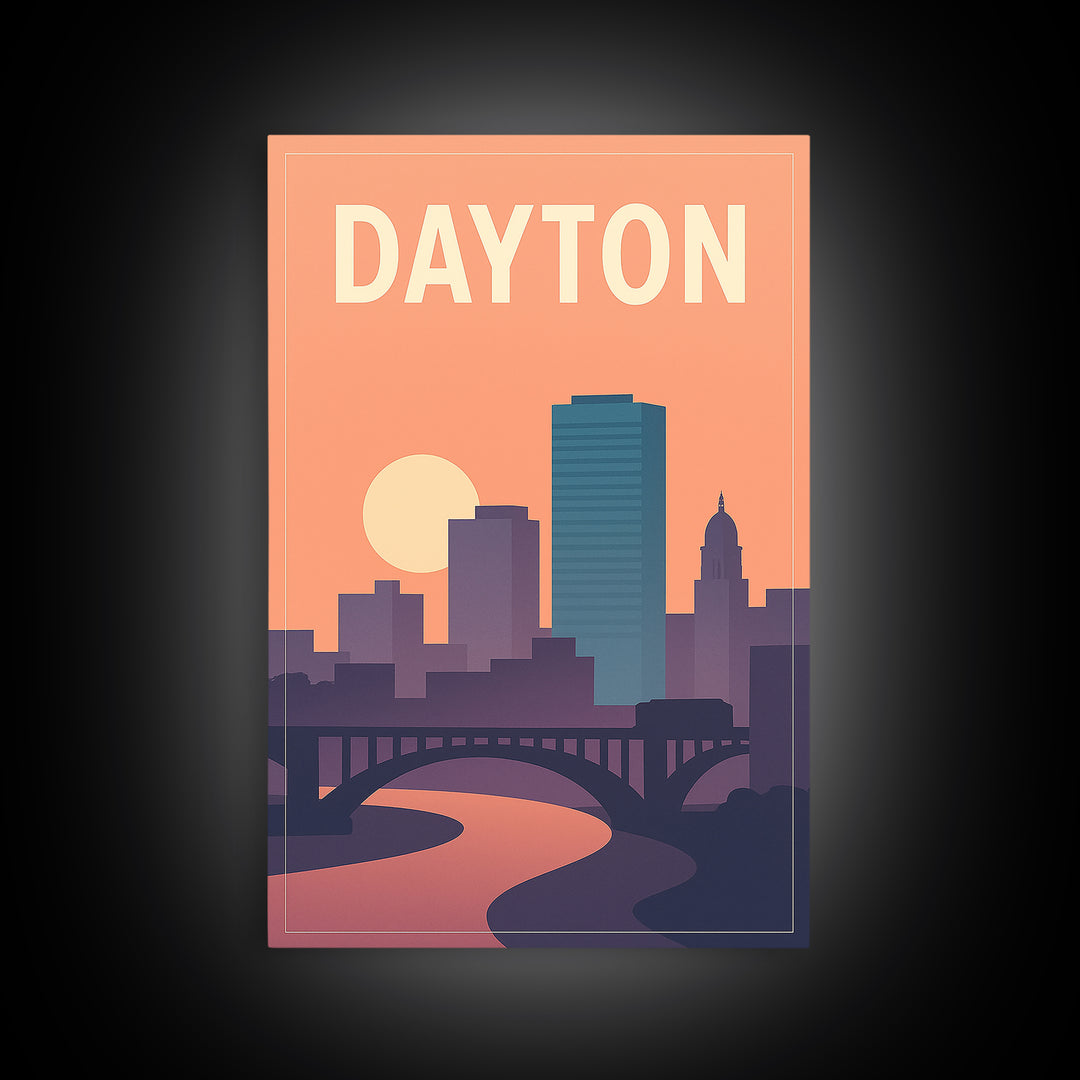 Dayton Travel Poster, Canvas Print, Classic Travel Poster Art, Dayton Wall Art, City Travel Prints, Travel Art Print, Travel Wall Art