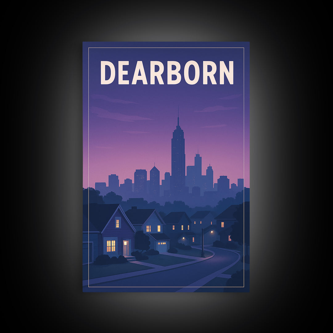 Dearborn Michigan Travel Poster, Framed Canvas Print, Vintage Travel Poster Art, Dearborn Wall Art, Fine Art Print, Vintage Travel Print