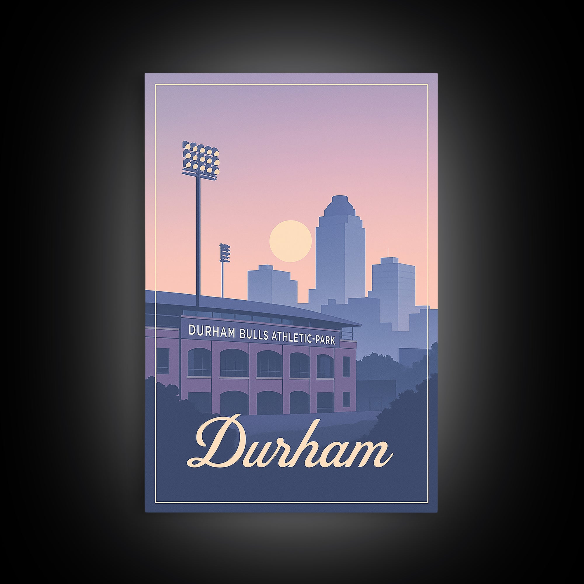 Durham Travel Poster, Framed Canvas Print, Vintage Travel Poster Art, Durham Poster Print, City Illustration, Gift For Travelers