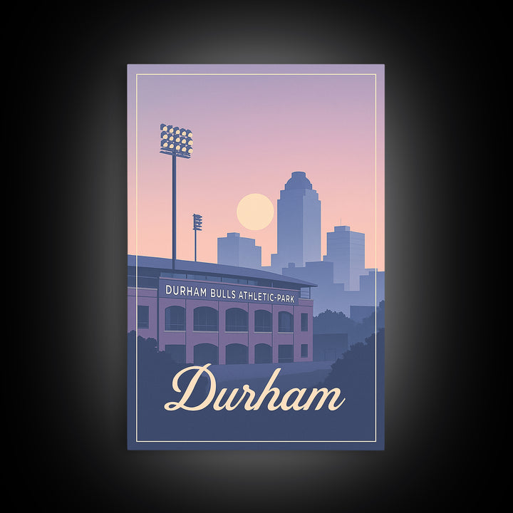 Durham Travel Poster, Framed Canvas Print, Vintage Travel Poster Art, Durham Poster Print, City Illustration, Gift For Travelers