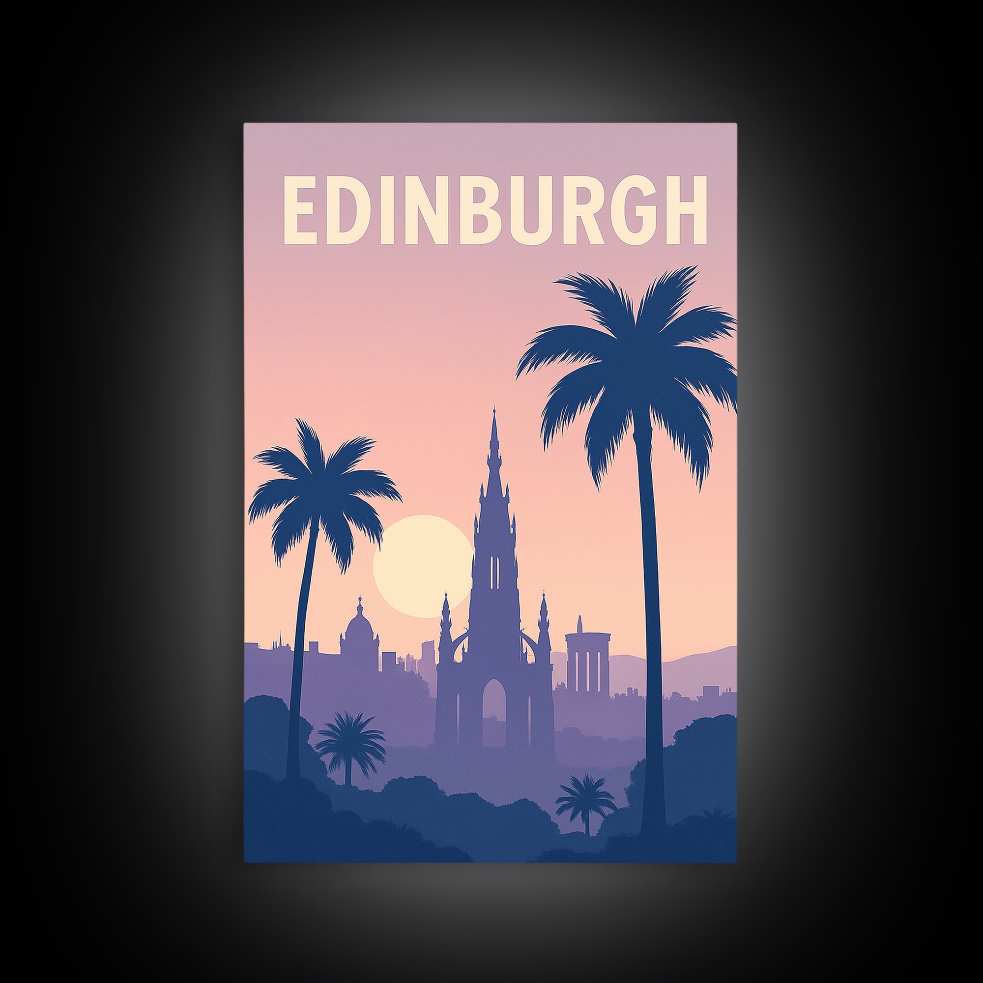 Edinburgh Texas Travel Poster, Framed Canvas Print, Mid Century City Wall Art, Edinburgh City Art, Vintage Travel Print, Gift For Travelers