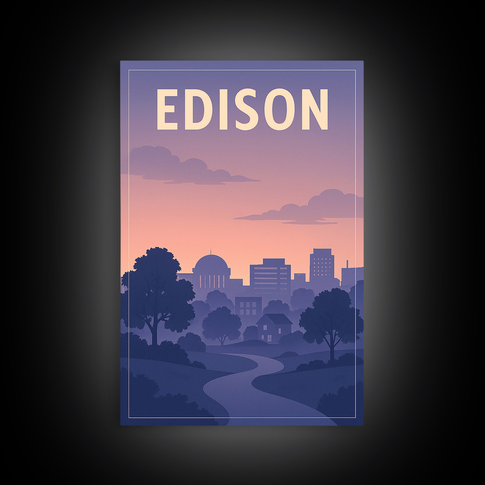 Edison New Jersey Travel Poster, Canvas Print, Mid Century City Wall Art, Edison Wall Art, City Art Print, Office Decor, Travel Print