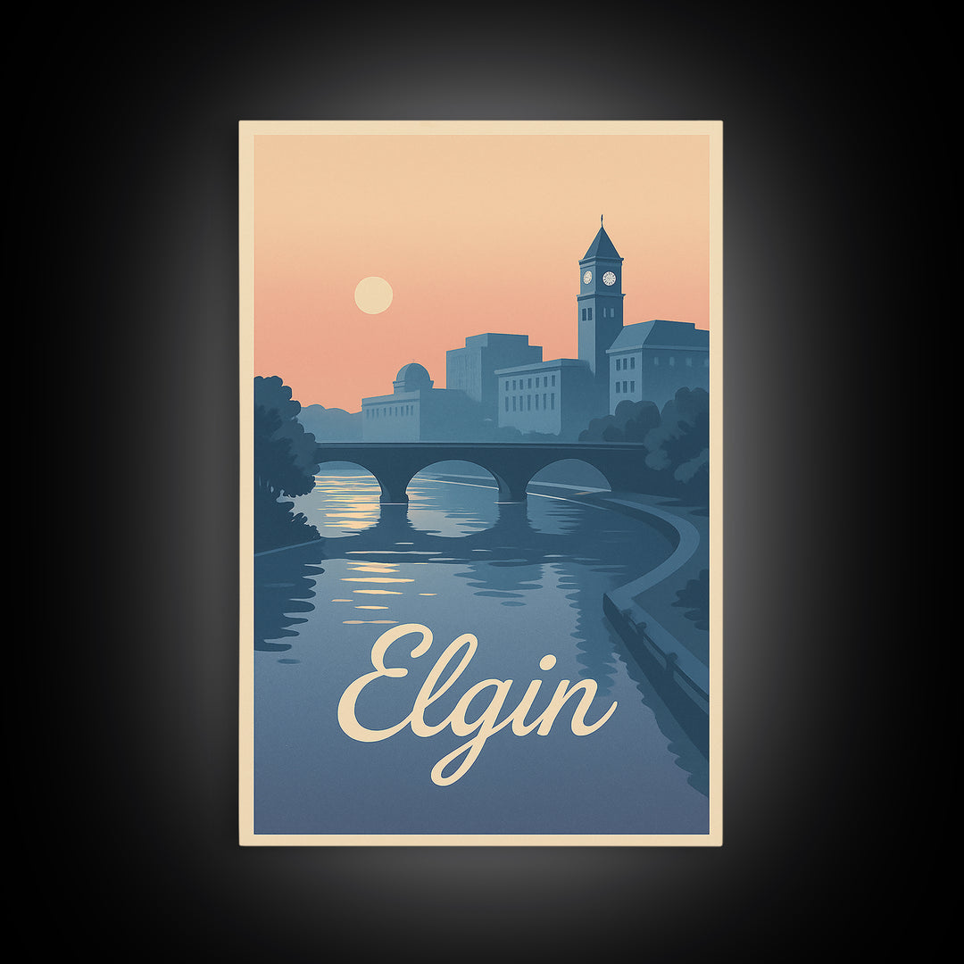 Elgin Travel Poster, Canvas Print, Vintage Travel Poster Art, Elgin Travel Art, Vintage Travel Print, City Travel Prints, Vintage Travel Art