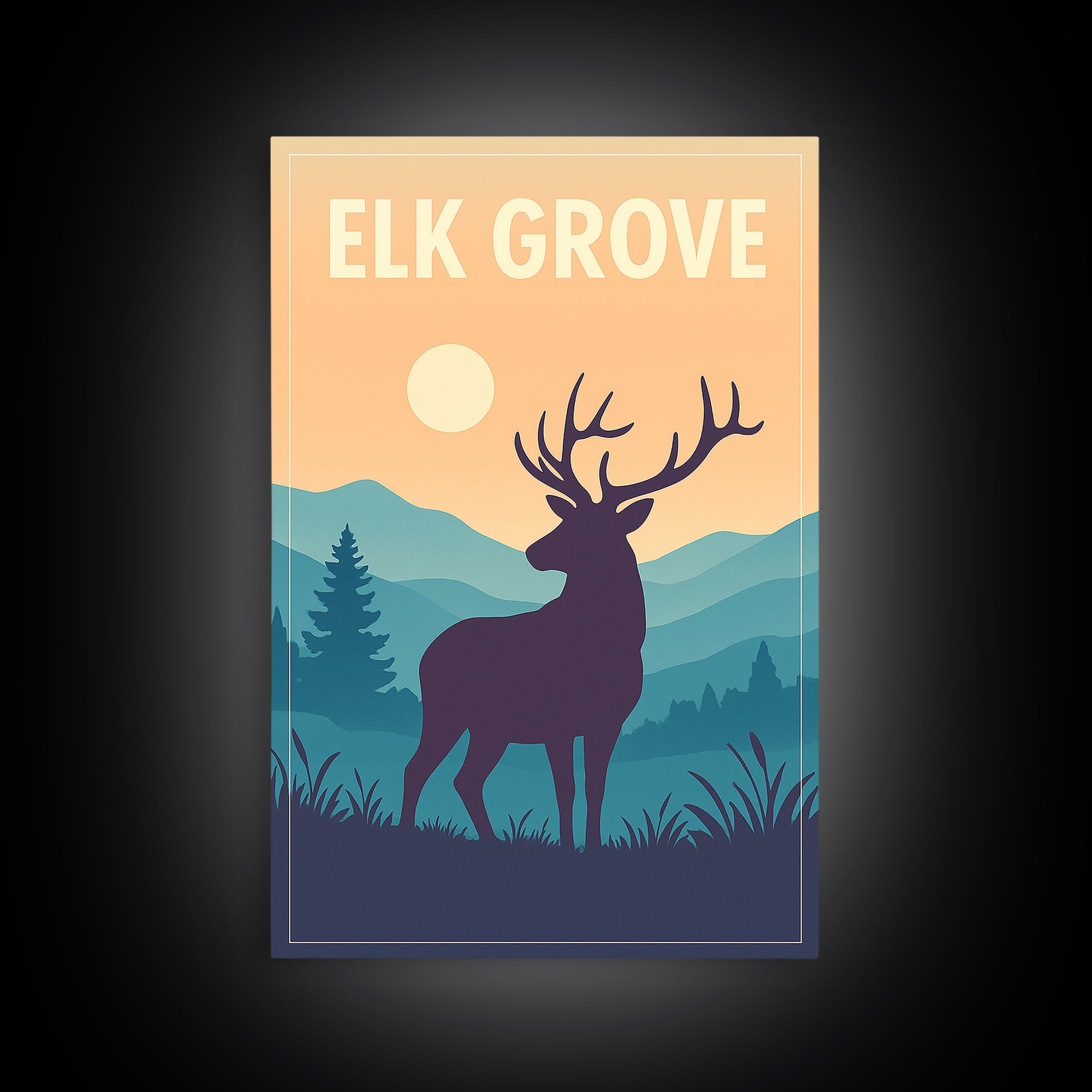 Elk Grove Travel Poster, Canvas Print, Mid Century City Wall Art, Elk Grove City Art, City Art Print, Mid Century Wall Art, Poster Print