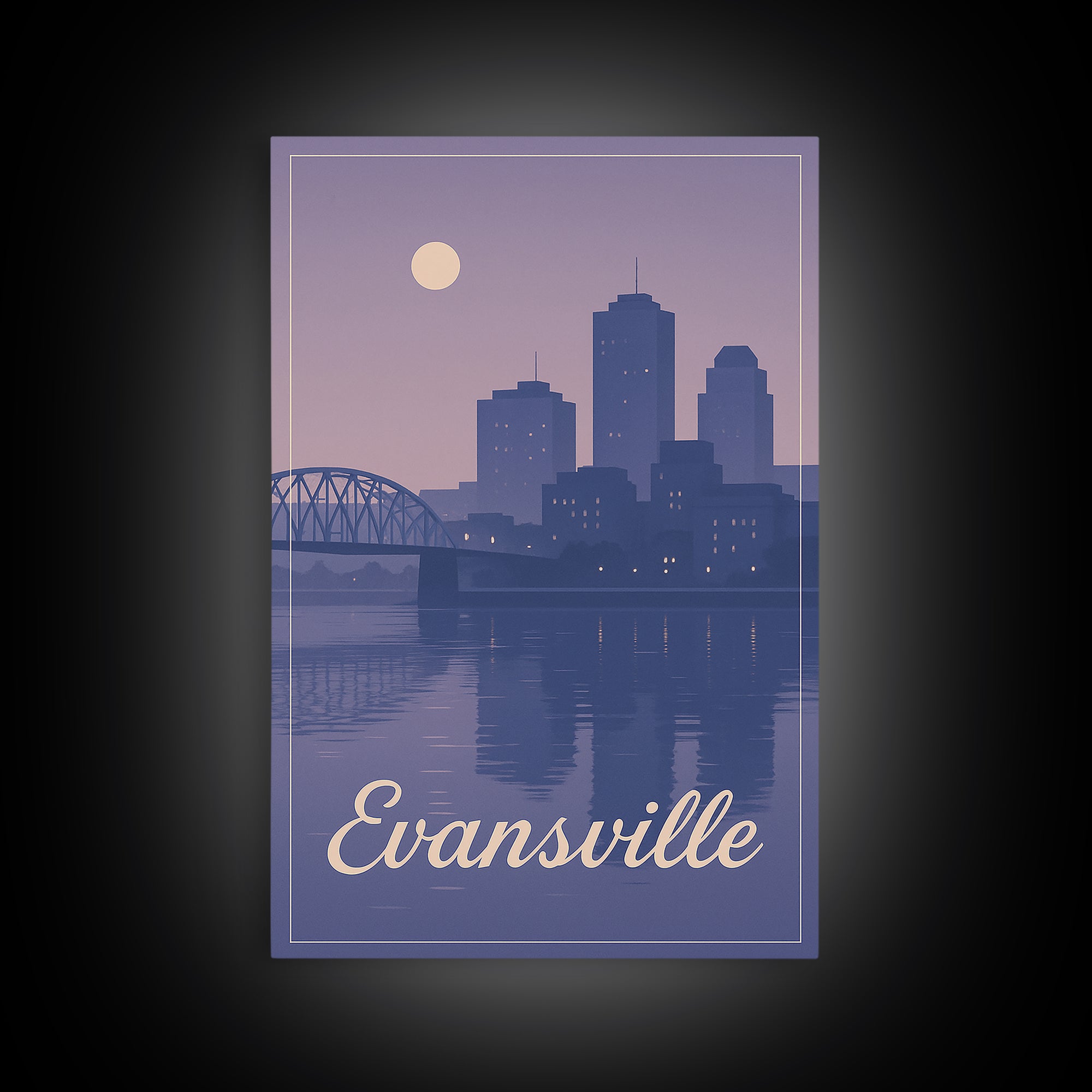 Evansville Travel Poster, Framed Canvas Print, Vintage Travel Poster Art, Evansville City Art, Vintage City Art, City Art Print