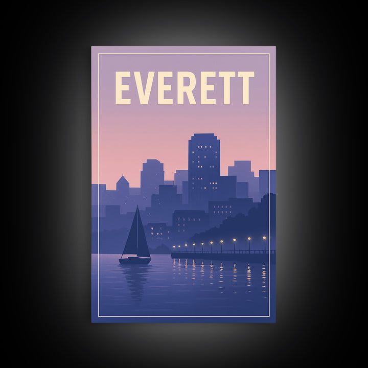 Everett Washington Travel Poster, Canvas Print, Vintage Poster Art, Everett Travel Art, Travel Poster Set, Vintage City Art, Travel Wall Art