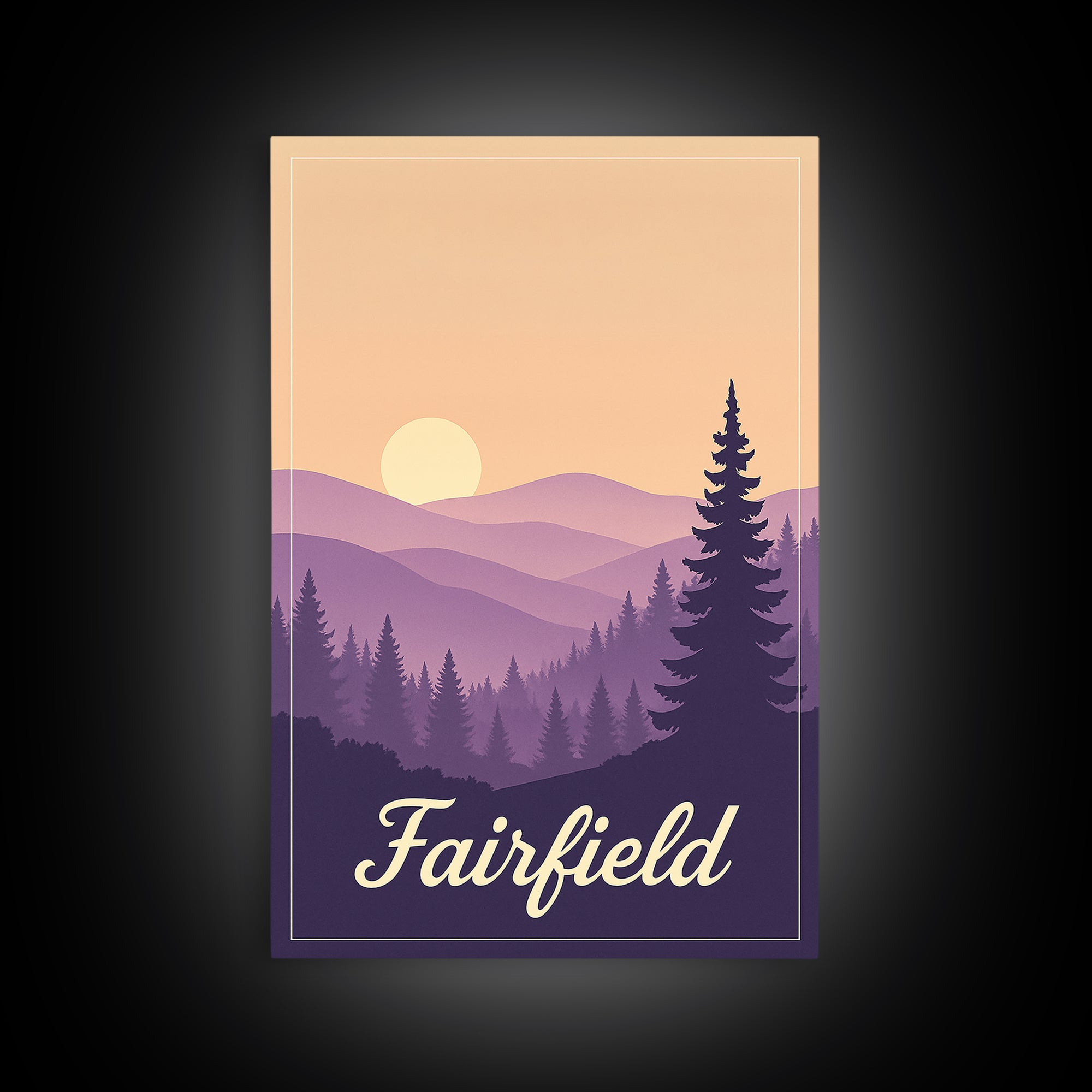 Fairfield California Travel Poster, Canvas Print, Mid Century City Wall Art, Fairfield Travel Art, Home Office Decor, Travel Wall Decor