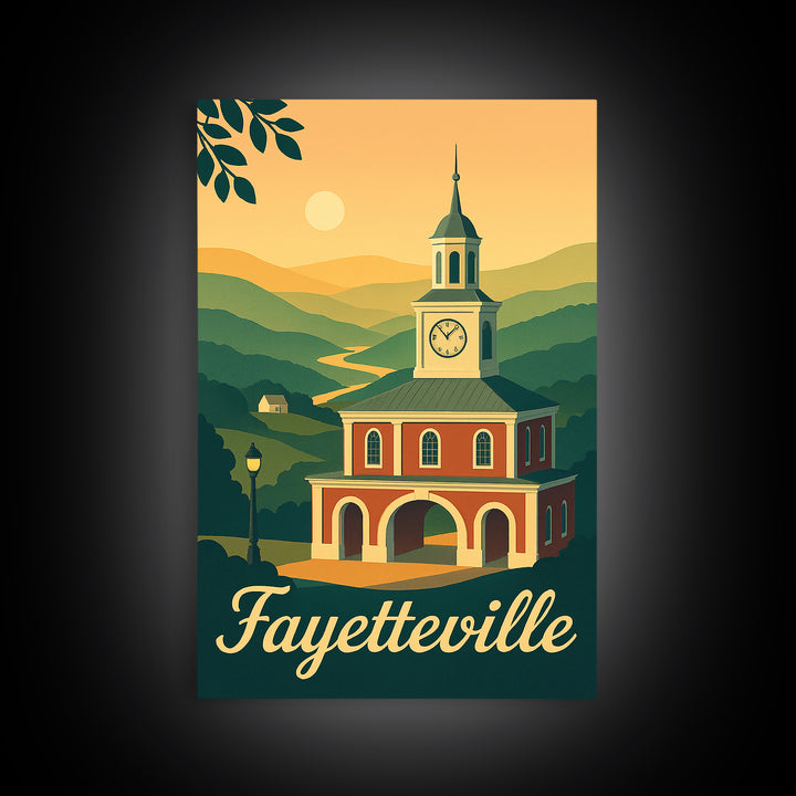 Fayetteville North Carolina Travel Poster, Canvas Print, Mid Century City Wall Art, Fayetteville Poster Print, City Illustration, Art Print
