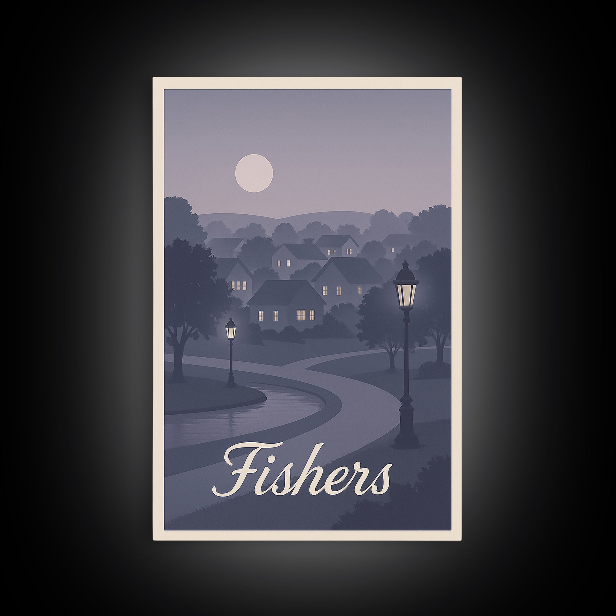 Fishers Travel Poster, Canvas Print, Retro Sunset Skyline Art, Fishers Art Print, Travel Poster Art, Retro Travel Print, Gift For Travelers