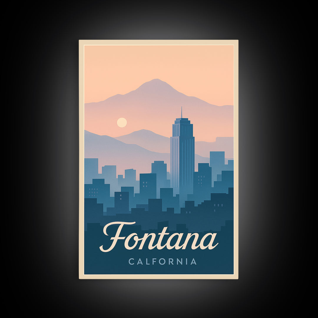 Fontana Travel Poster, Canvas Print, Mid Century City Wall Art, Fontana Poster Print, Gift For Travelers, Retro Travel Print, Wall Art