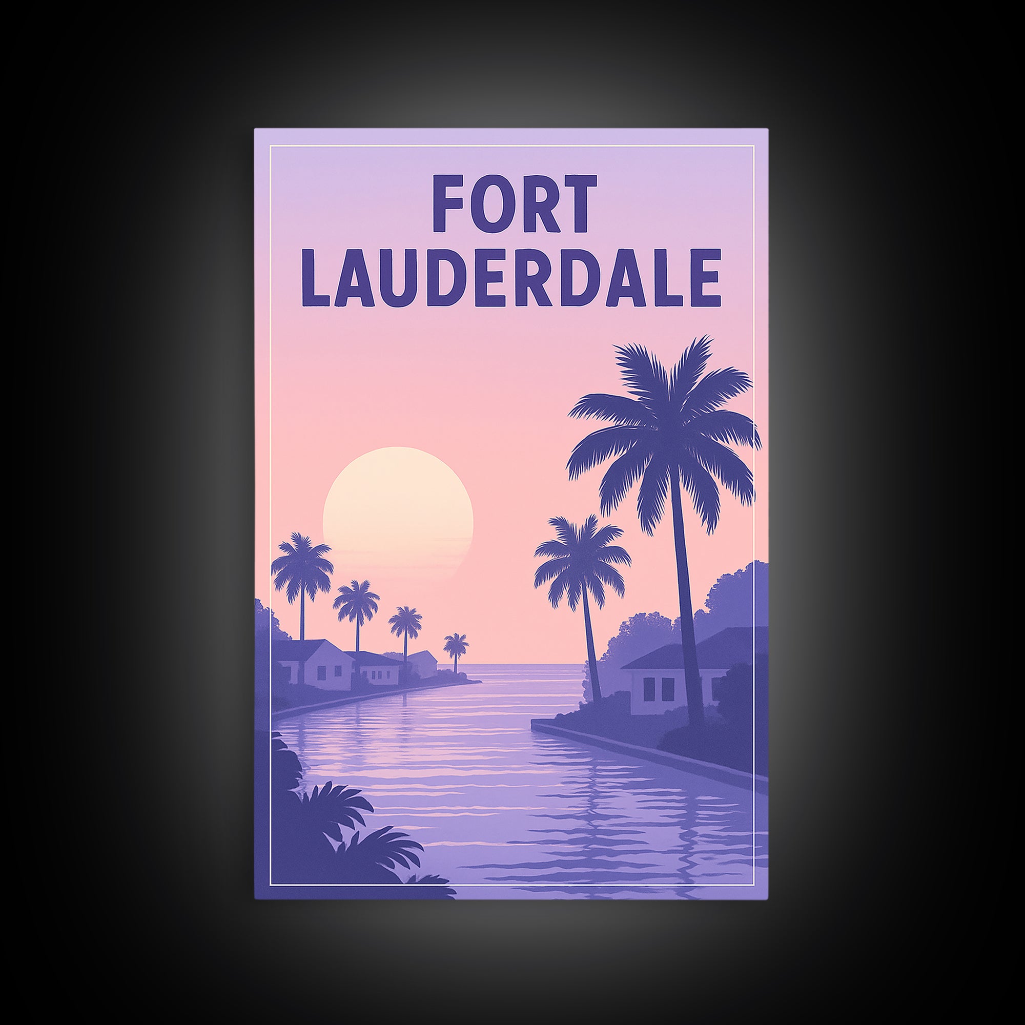 Fort Lauderdale Florida Travel Poster, Canvas Print, Mid Century City Wall Art, Fort Lauderdale Wall Art, Wanderlust Decor, Wall Art
