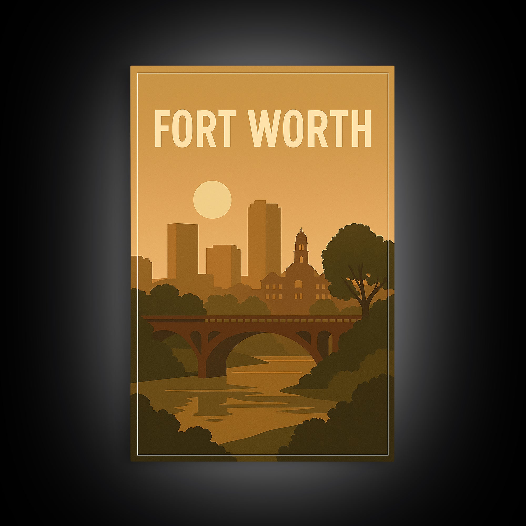 Fort Worth Texas Travel Poster, Canvas Print, Mid Century City Wall Art, Fort Worth Poster Print, Fine Art Print, Modern Wall Decor