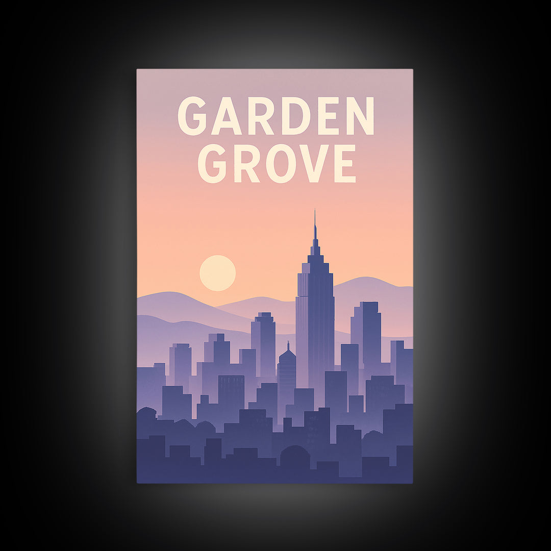 Garden Grove California Travel Poster, Canvas Print, Mid Century City Wall Art, Garden Grove Wall Art, Travel Poster Art, Travel Art Print