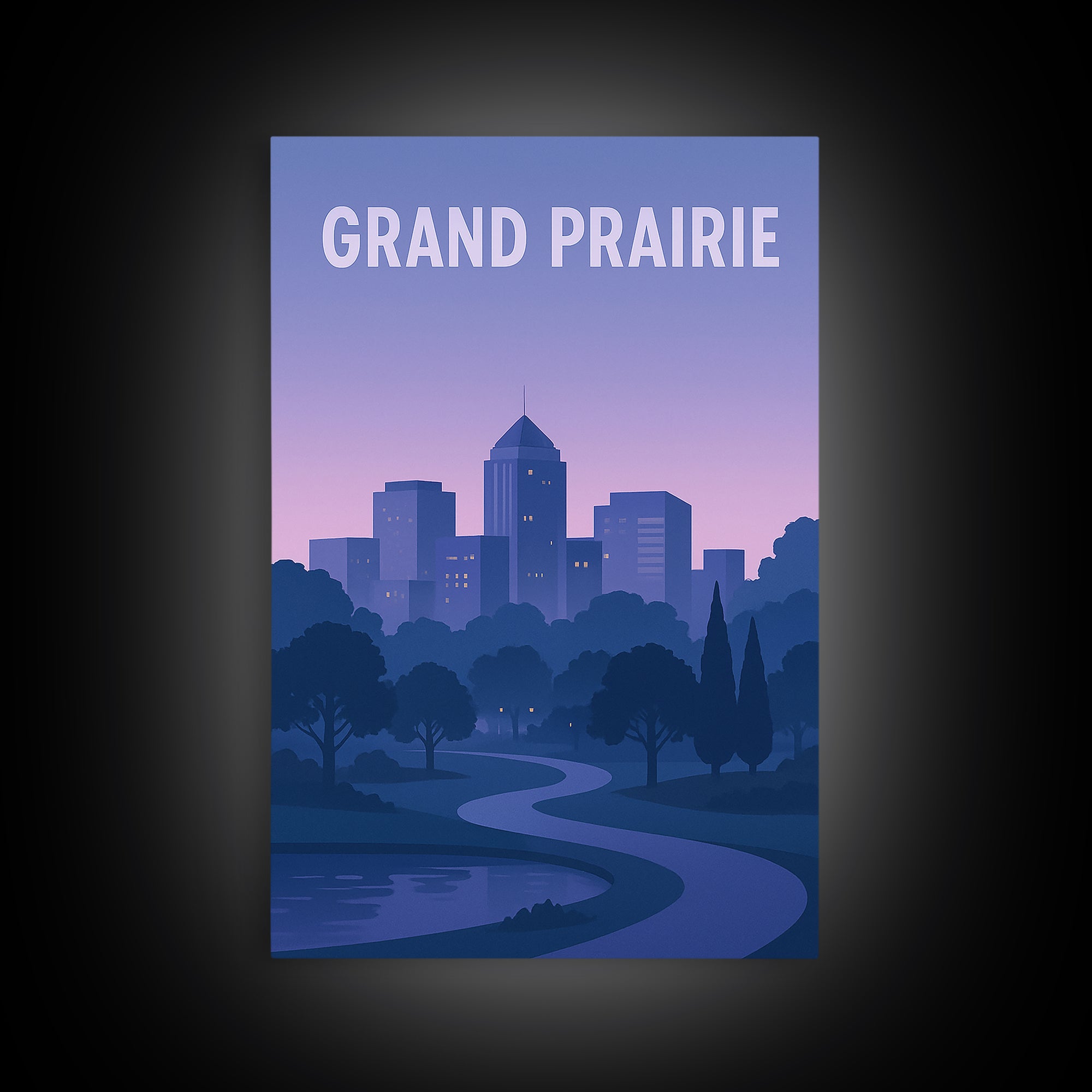 Grand Prairie Texas Travel Poster, Canvas Print, Mid Century City Wall Art, Grand Prairie Poster Print, Travel Poster Set, Modern Wall Decor