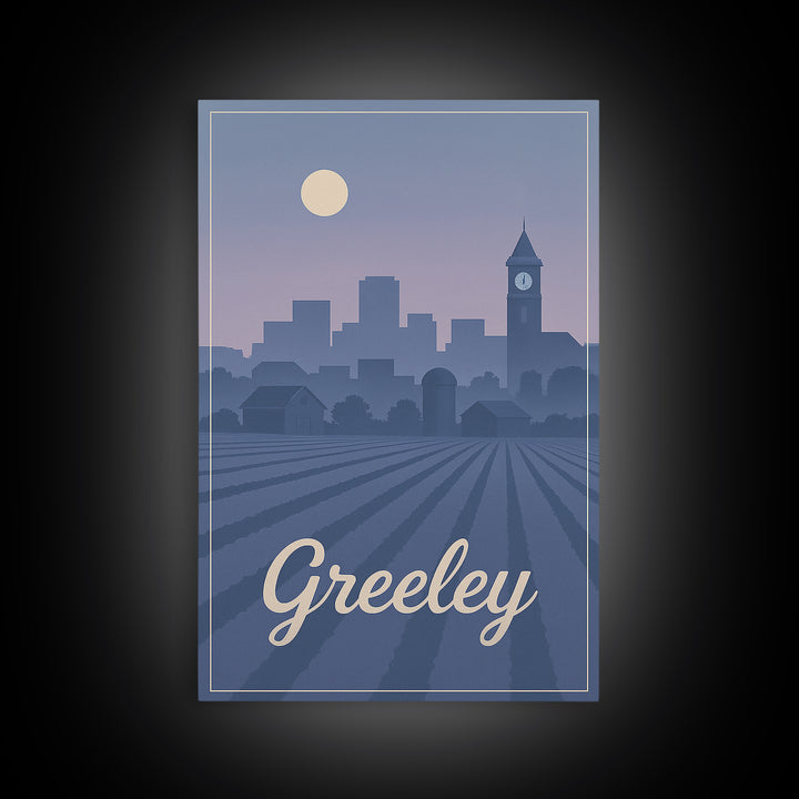 Greeley Travel Poster, Framed Canvas Print, Classic Travel Poster Art, Greeley Art Print, Retro Travel Print, Vintage City Art