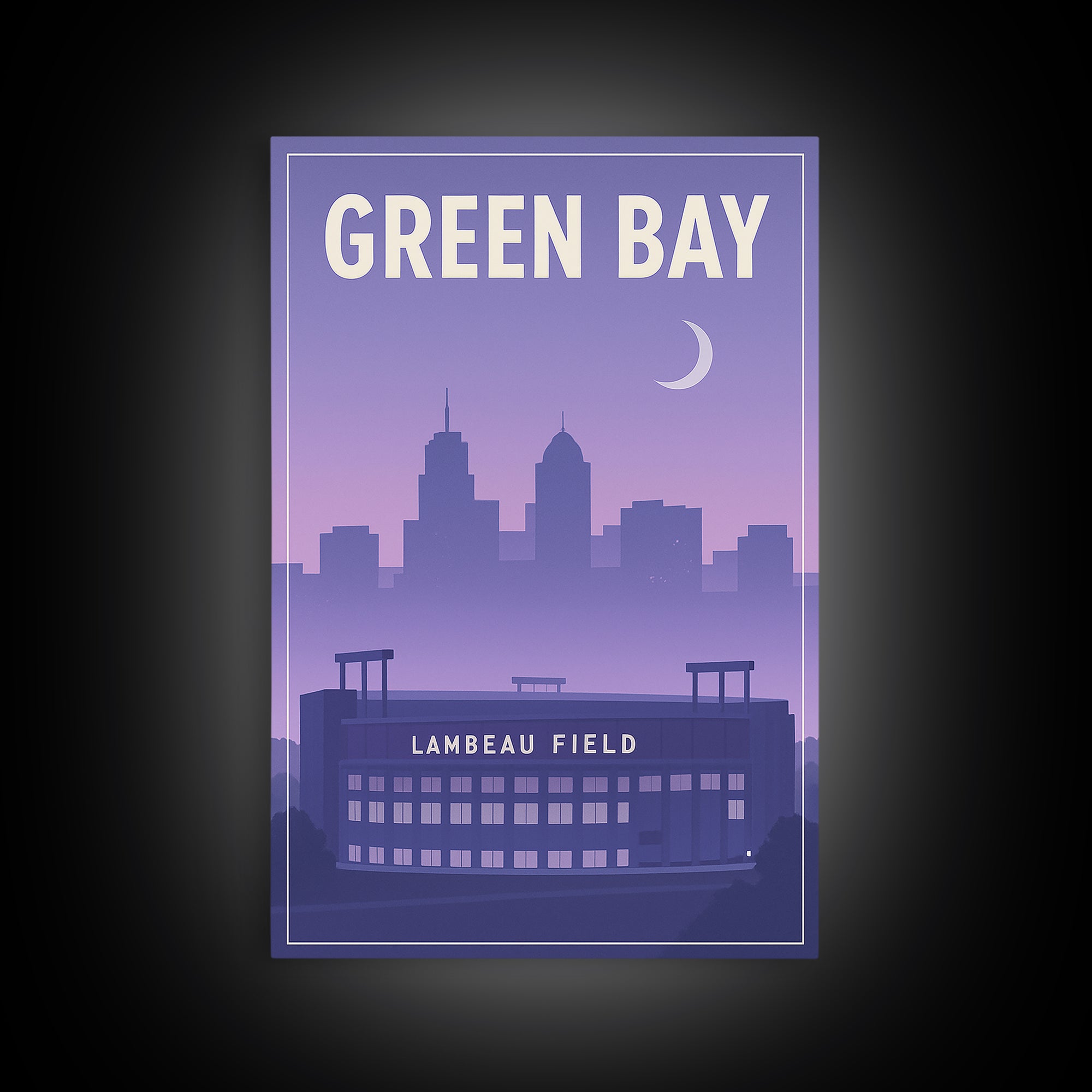 Green Bay Wisconsin Travel Poster, Framed Canvas Print, Classic Travel Poster Art, Green Bay Wall Art, Fine Art Print, City Illustration