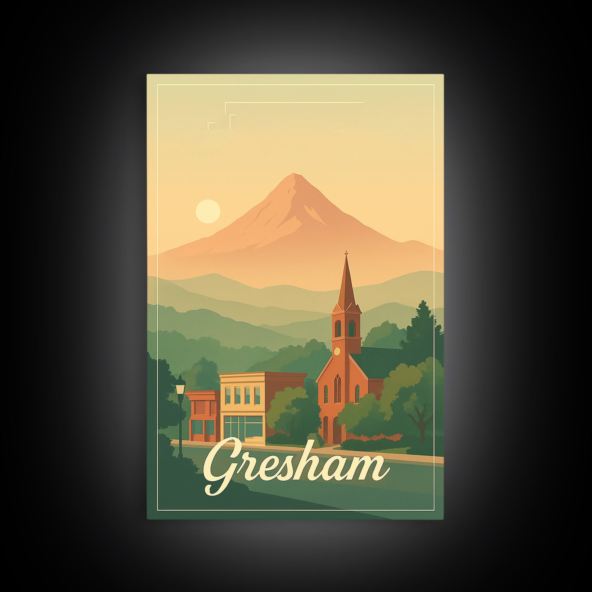 Gresham Oregon Travel Poster, Canvas Print, Classic Poster Art, Gresham Wall Art, Office Decor, City Travel Prints, Retro Travel Print