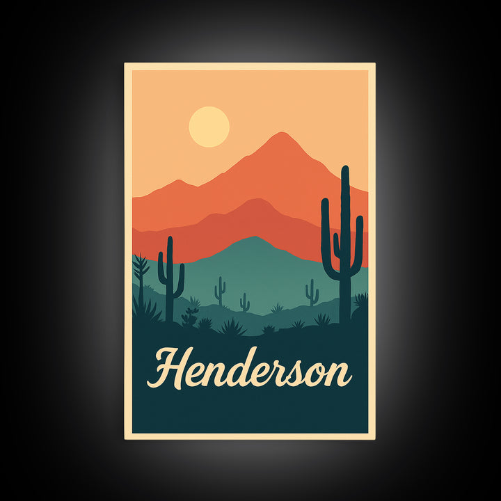 Henderson Nevada Travel Poster, Canvas Print, Classic Travel Poster Art, Henderson Art Print, City Travel Prints, Living Room Wall Art