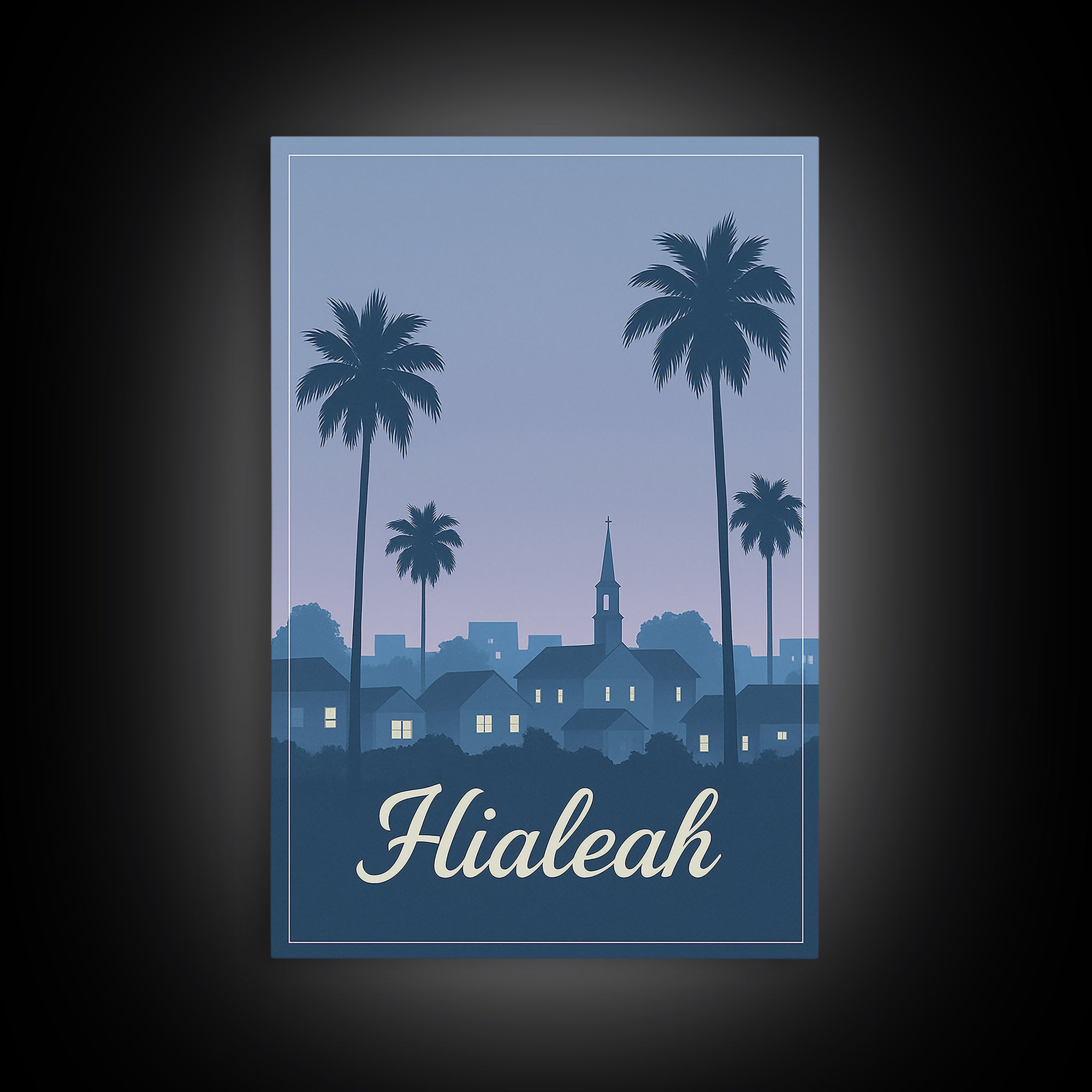 Hialeah Travel Poster, Framed Canvas Print, Mid Century City Wall Art, Hialeah Poster Print, Vintage Travel Print, Travel Poster Art