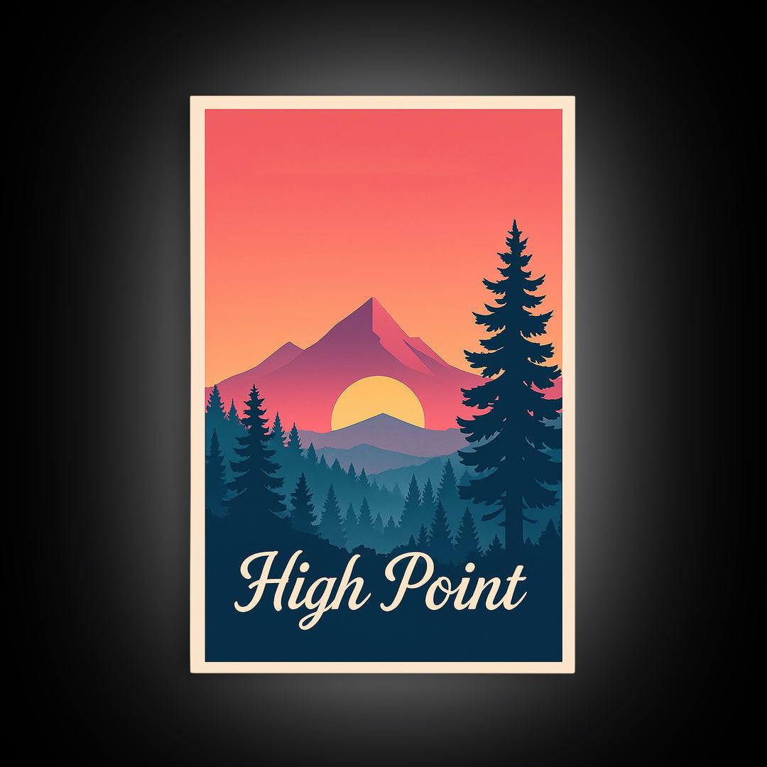 High Point North Carolina Travel Poster, Canvas Print, Mid Century City Wall Art, High Point City Art, Travel Art Print, Vintage Travel Art