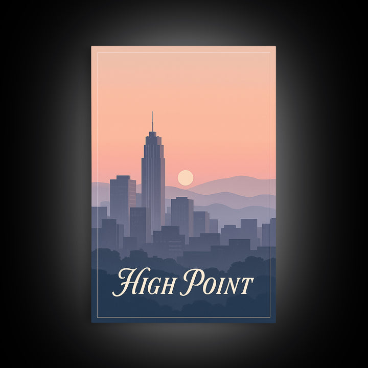 High Point Travel Poster, Canvas Print, Vintage Travel Poster Art, High Point City Art, Retro Travel Print, City Travel Prints
