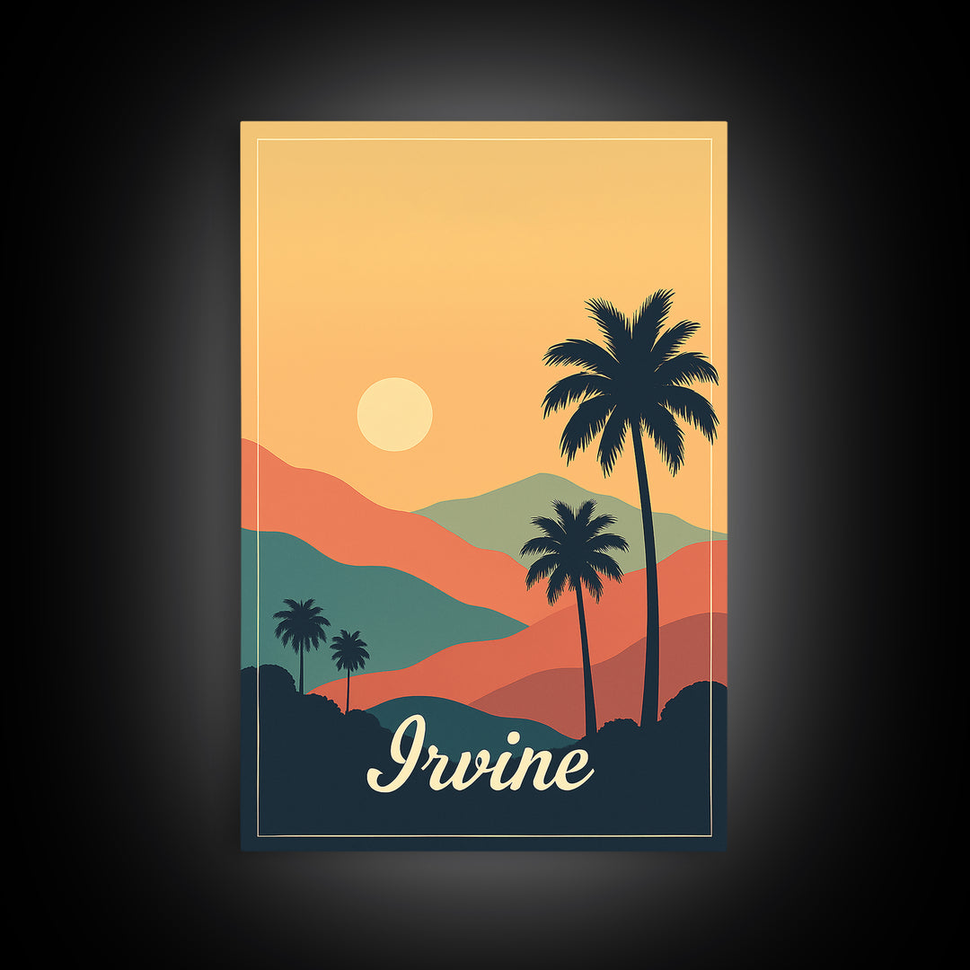 Irvine California Travel Poster, Canvas Print, Classic Poster Art, Irvine Poster Print, City Illustration, City Art Print, Travel Poster Set