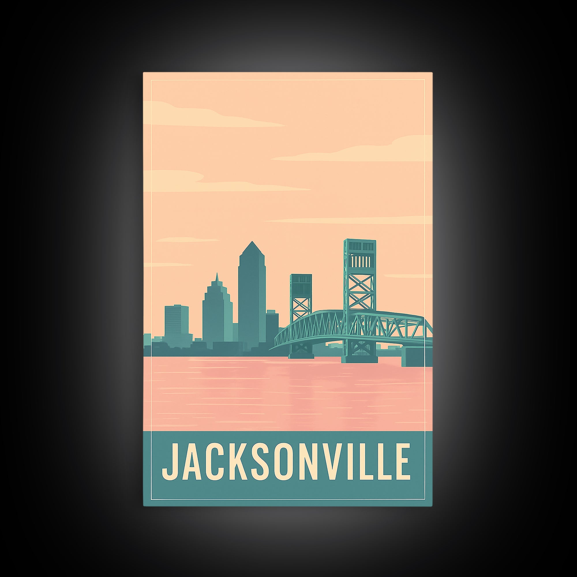 Jacksonville Travel Poster, Canvas Print, Classic Travel Poster Art, Jacksonville Wall Art, Fine Art Print, Home Office Decor, Design 2