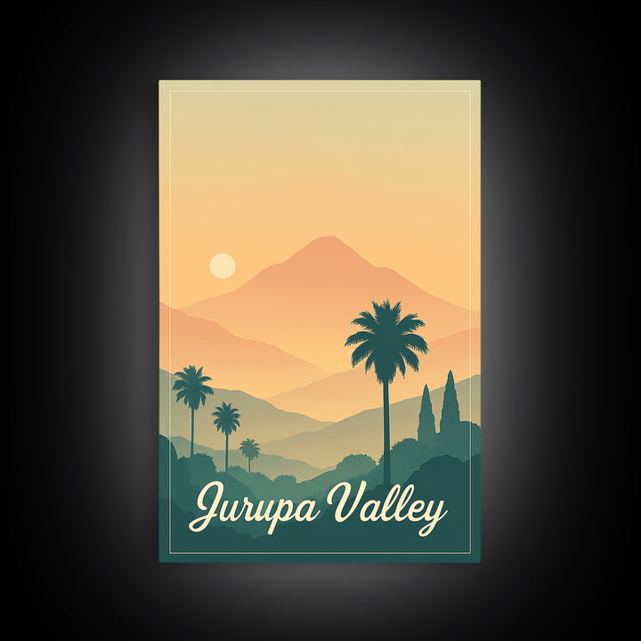 Jurupa Valley California Travel Poster, Canvas Print, Mid Century City Wall Art, Jurupa Valley Poster Print, Wall Decor, Travel Posters