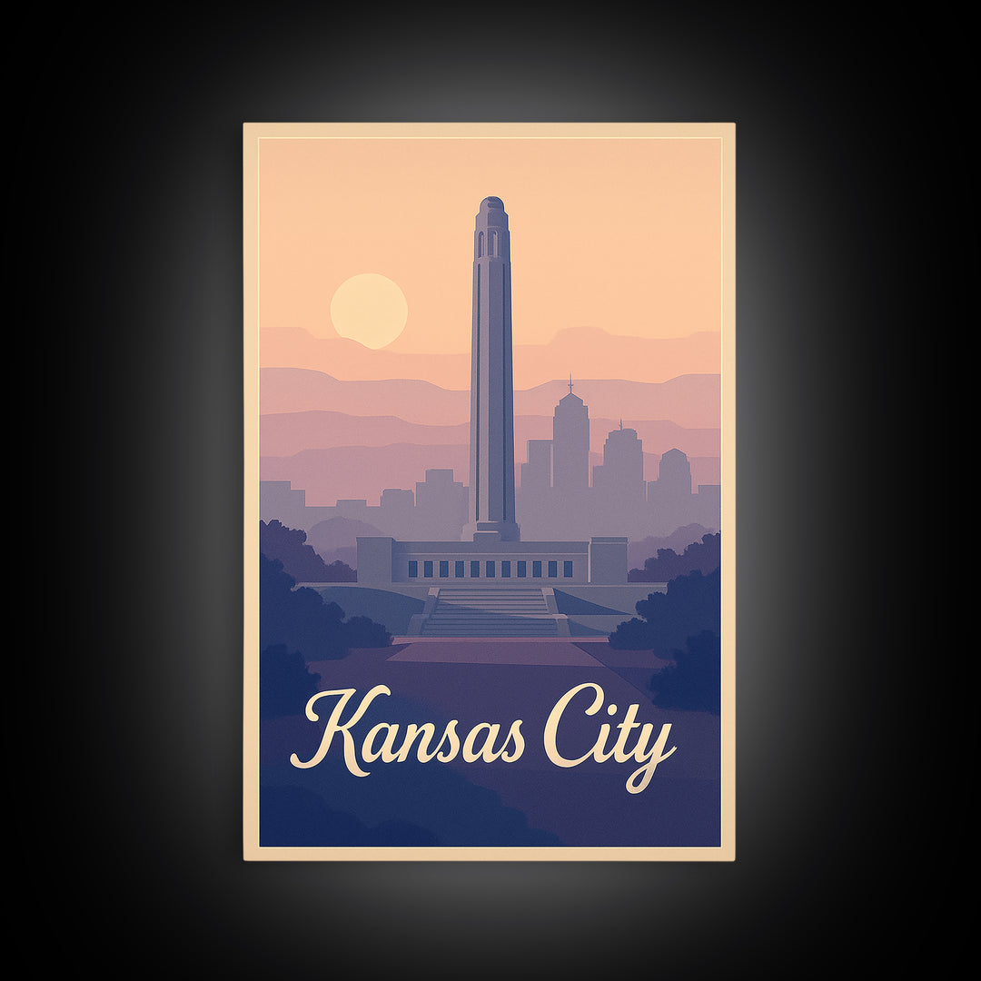 Kansas City Travel Poster, Canvas Print, Vintage Travel Poster Art, Kansas City Art Print, Travel Wall Art, Vintage City Art, Wall Art
