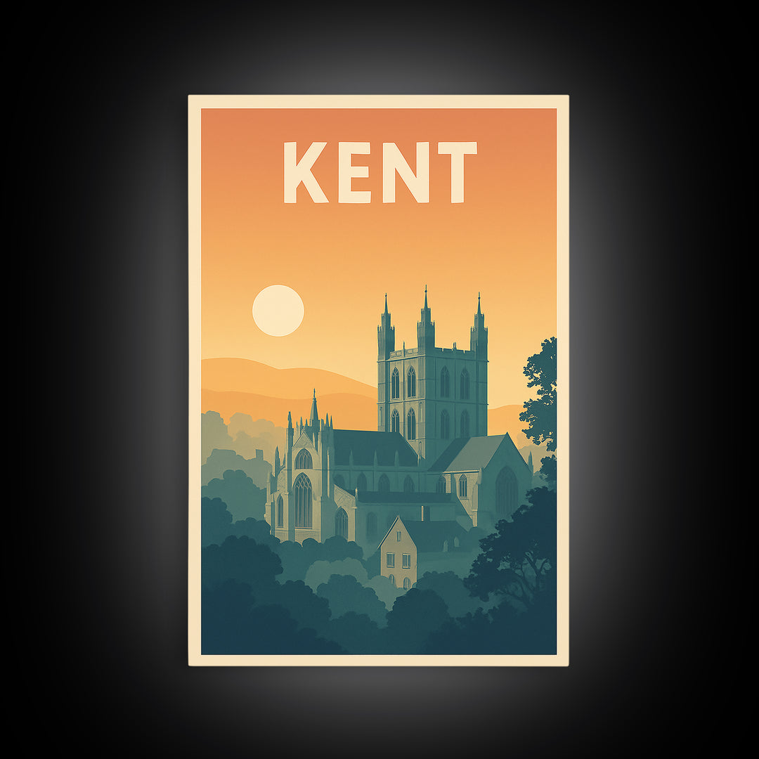 Kent Travel Poster, Canvas Print, Classic Travel Poster Art, Kent Travel Art, Travel Poster Set, Retro Travel Print, Travel Wall Art