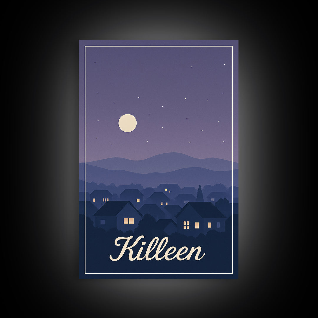 Killeen Travel Poster, Canvas Print, Classic Travel Poster Art, Killeen Poster Print, City Illustration, Travel Wall Art, Travel Poster Set