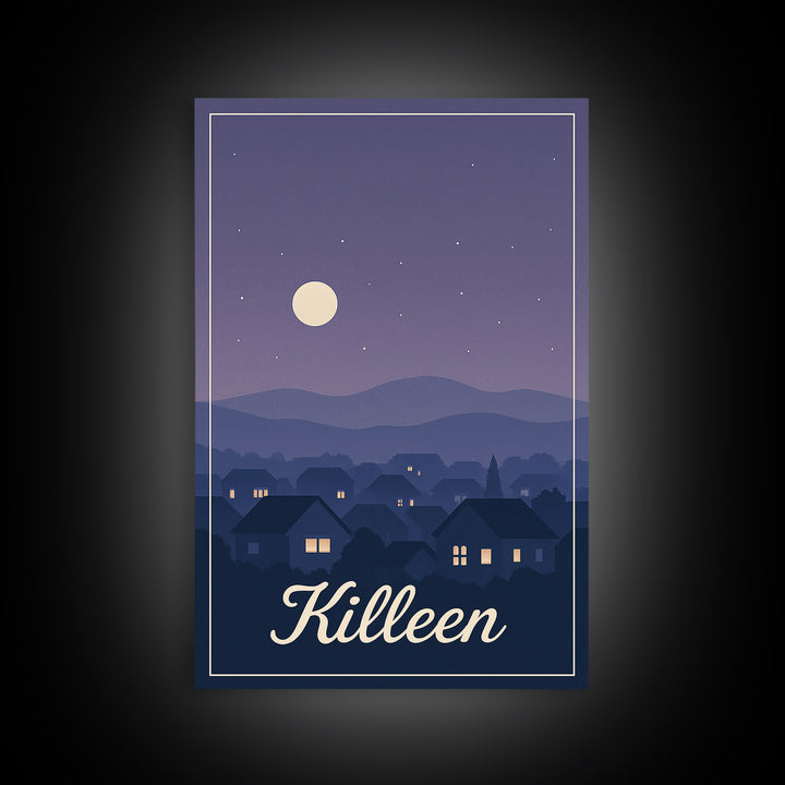 Killeen Travel Poster, Canvas Print, Classic Travel Poster Art, Killeen Poster Print, City Illustration, Travel Wall Art, Travel Poster Set