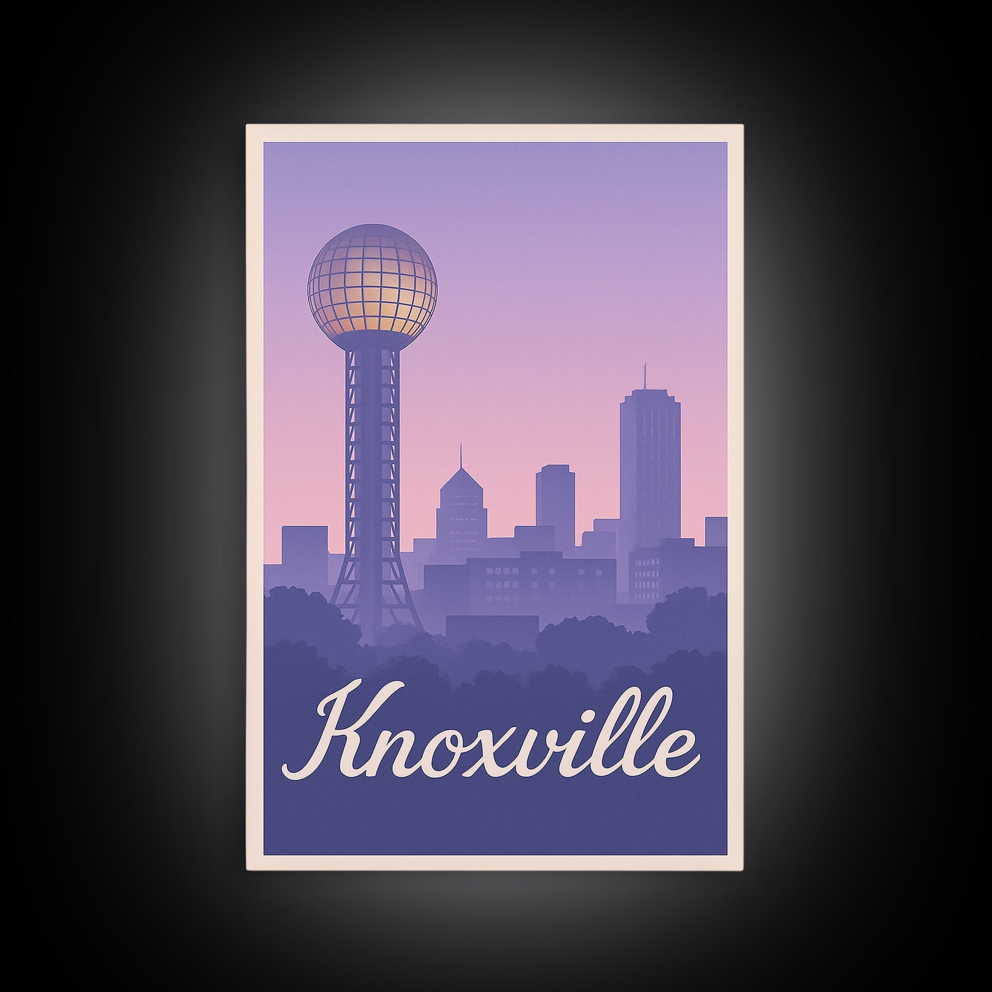 Knoxville Travel Poster, Framed Canvas Print, Mid Century City Wall Art, Knoxville Travel Art, Mid Century Wall Art, Travel Wall Decor