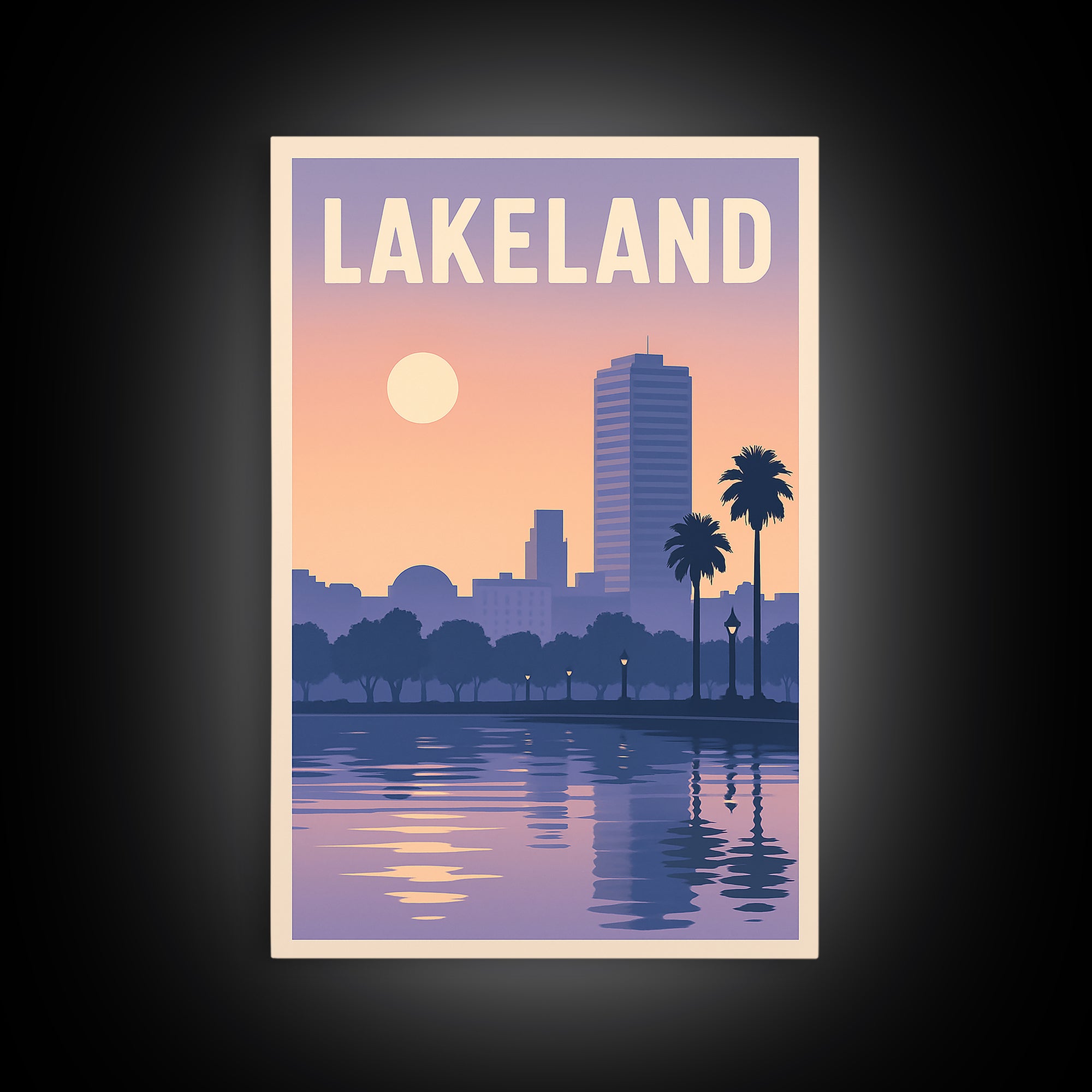 Lakeland Florida Travel Poster, Framed Canvas Print, Mid Century City Wall Art, Lakeland Poster Print, Vintage Travel Art, Travel Wall Art