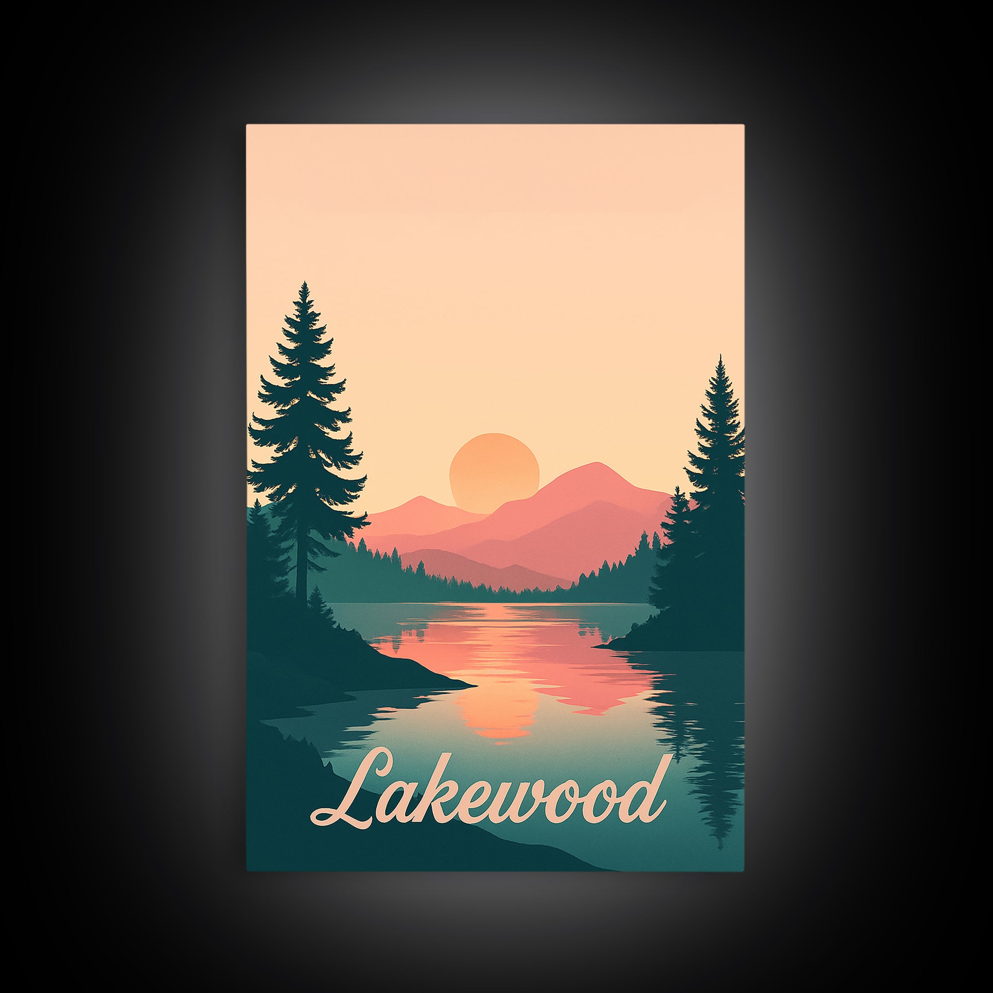 Lakewood Travel Poster, Framed Canvas Print, Classic Travel Poster Art, Lakewood Poster Print, Mid Century Wall Art, Vintage City Art
