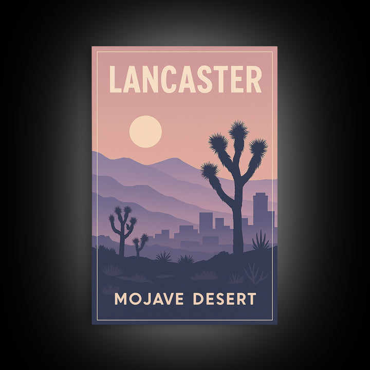 Lancaster California Travel Poster, Canvas Print, Classic Travel Poster Art, Lancaster Wall Art, Wall Decor, City Art Print, Travel Wall Art