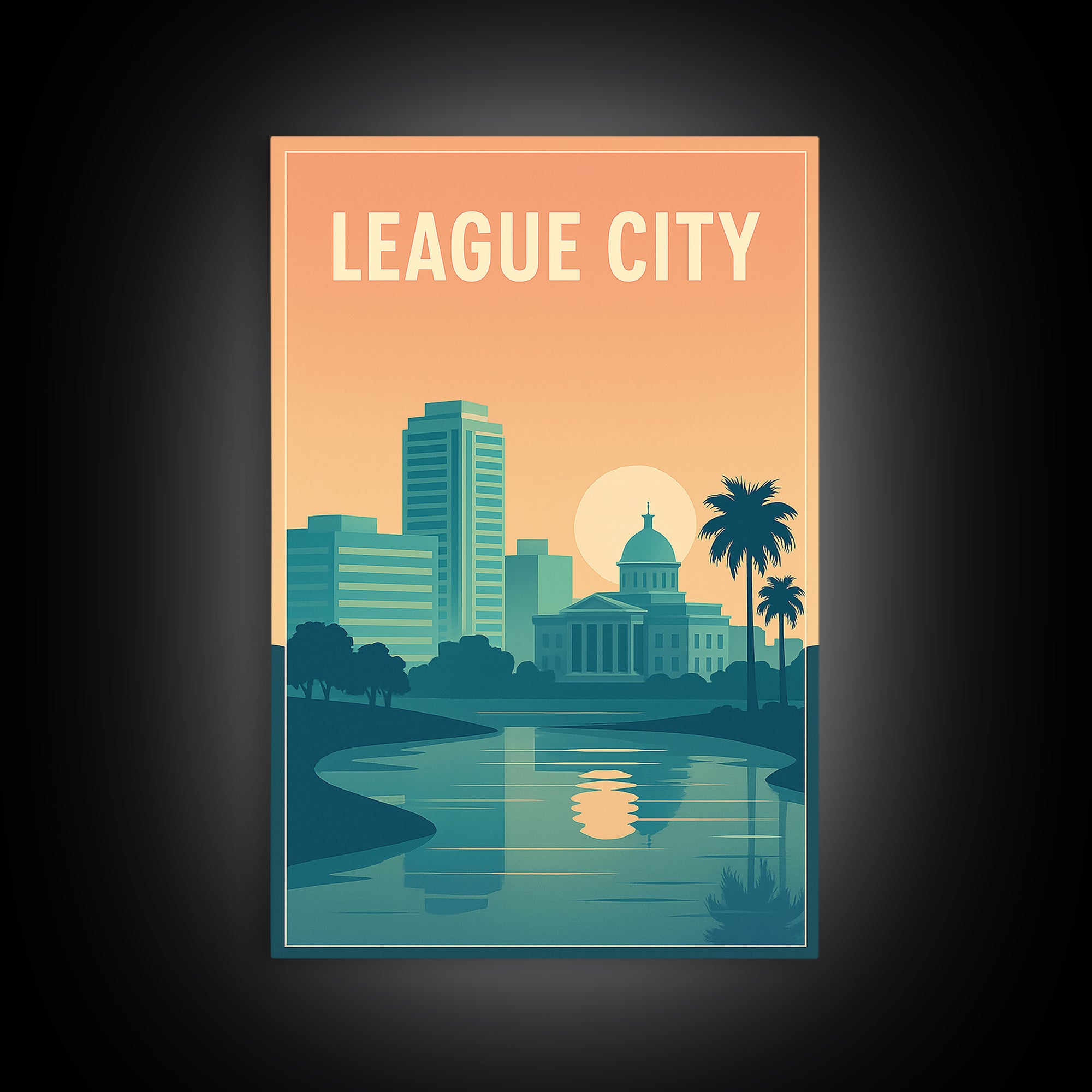 League City Travel Poster, Canvas Print, Classic Travel Poster Art, League City Poster Print, Retro Travel Print, Vintage Travel Art