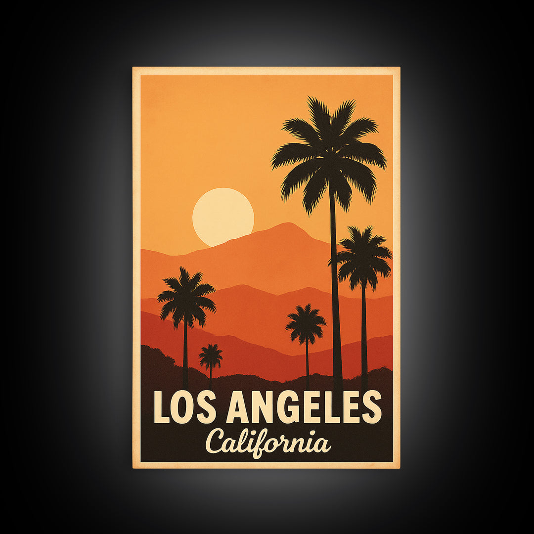 Los Angeles Travel Poster, Canvas Print, Mid Century City Wall Art, Los Angeles City Art, Retro Travel Print, Fine Art Print, Wall Art